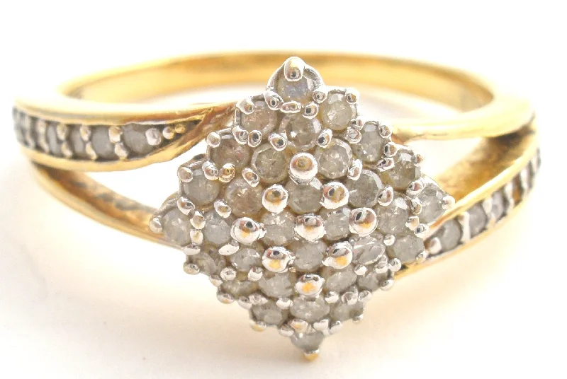 Wedding Rings With Pearls-Vermeil 925 Diamond Cocktail Ring Bradford Exchange