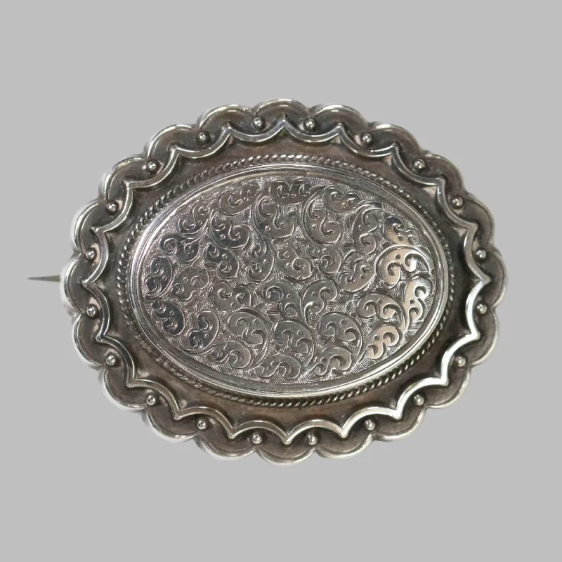 Wedding Day Brooch-Antique English Silver Jewelry | Victorian Locket Brooch