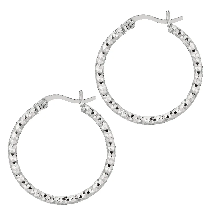 Multi-stone Earrings-Silver 2x20MM Diamond Cut Earring