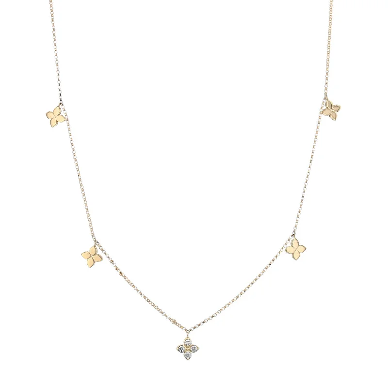 Gold Chain Necklaces-0.08ct Diamond Love By The Inch Station Necklace in 18k Yellow Gold, 17"inch