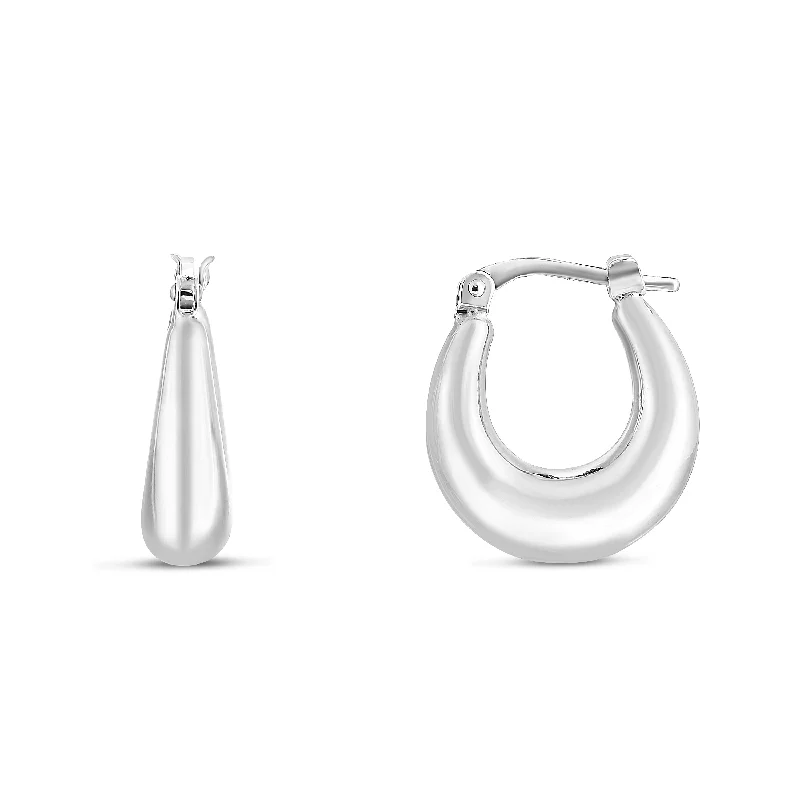 Bold Statement Earrings-Silver Puffed Graduated Hoops