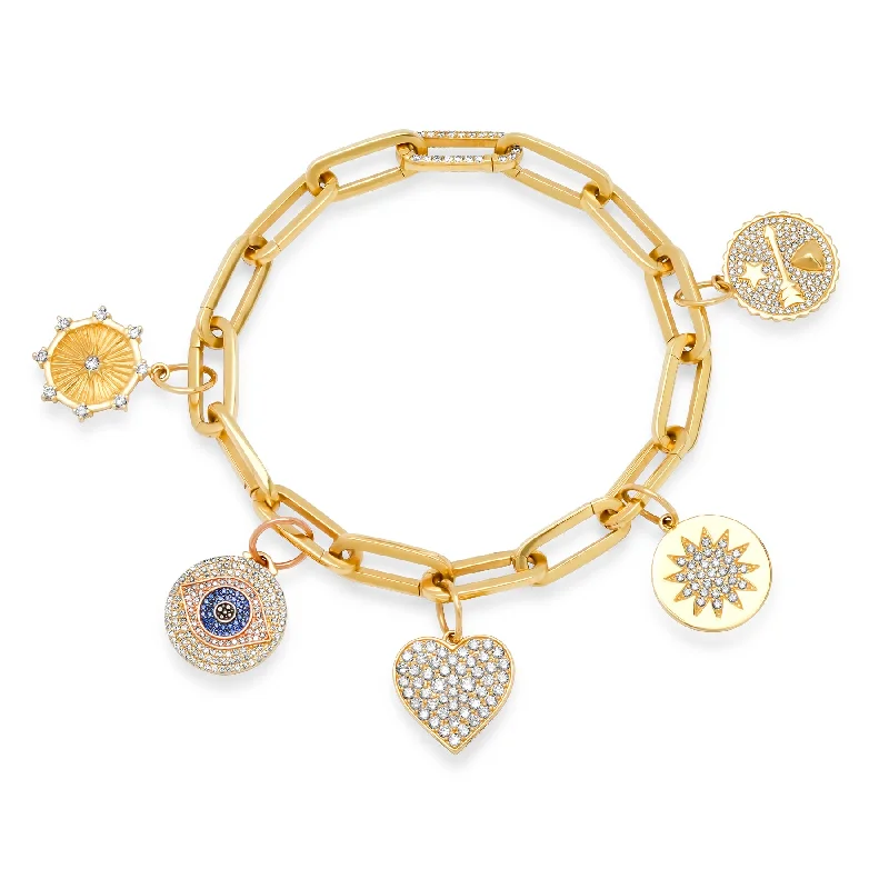 Stretchable Bracelets-PICK YOUR LINK & CHARM BRACELET W/DIAMOND LINK W/PENDANTS