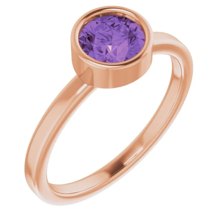 Small Rings-14K Rose 6 mm Natural Amethyst Ring