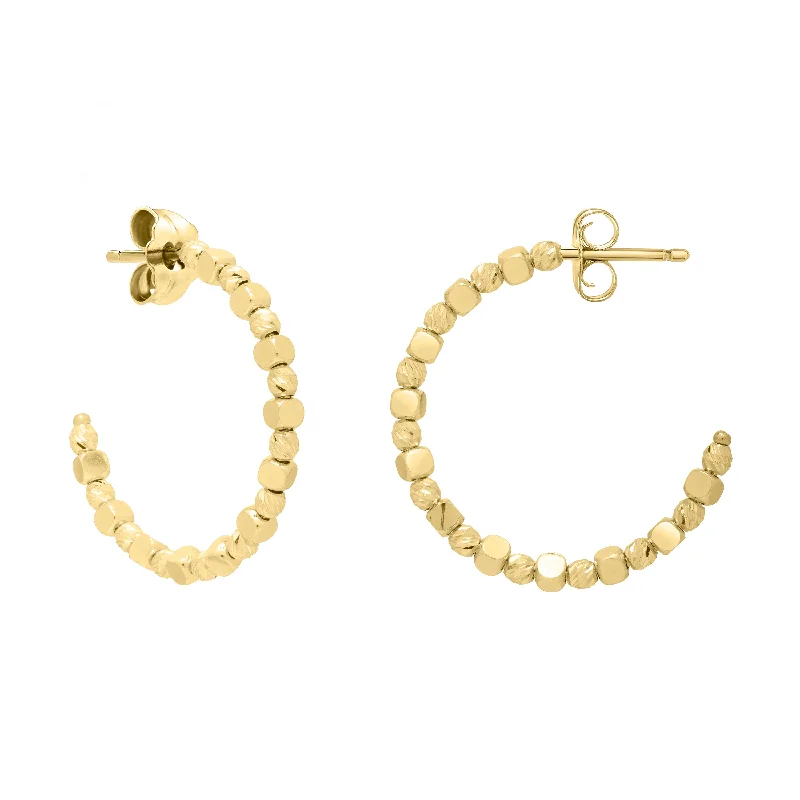 Trendy Earrings-14K Pebble C Hoops