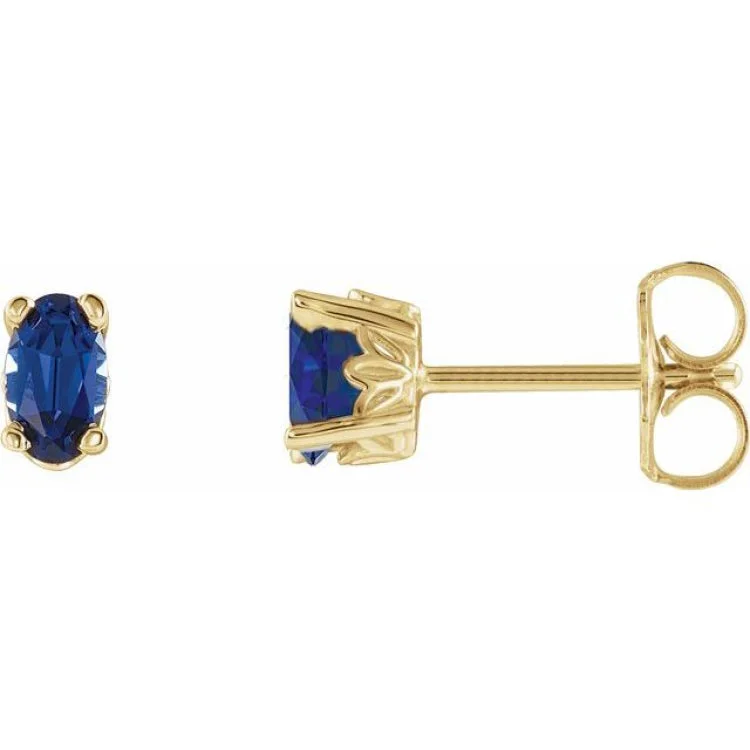 Designer Drop Earrings-14K Yellow Lab-Grown Blue Sapphire Earrings