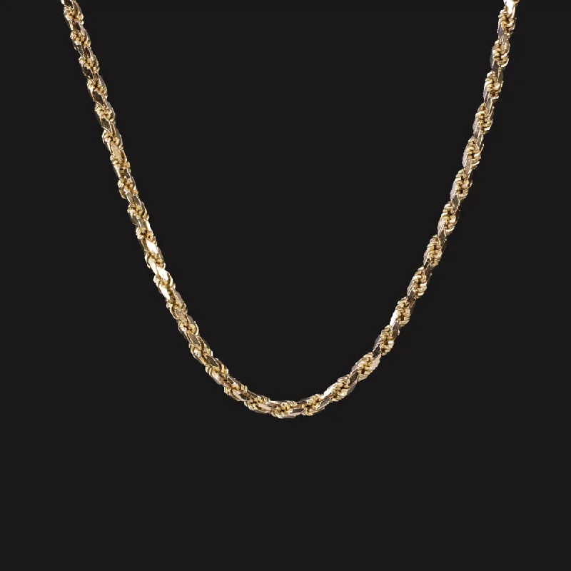 Designer Necklaces-14k YELLOW GOLD ROPE CHAIN NECKLACE 11.5 GRAM 18 INCH 2.5mm TWIST MENS LADIES