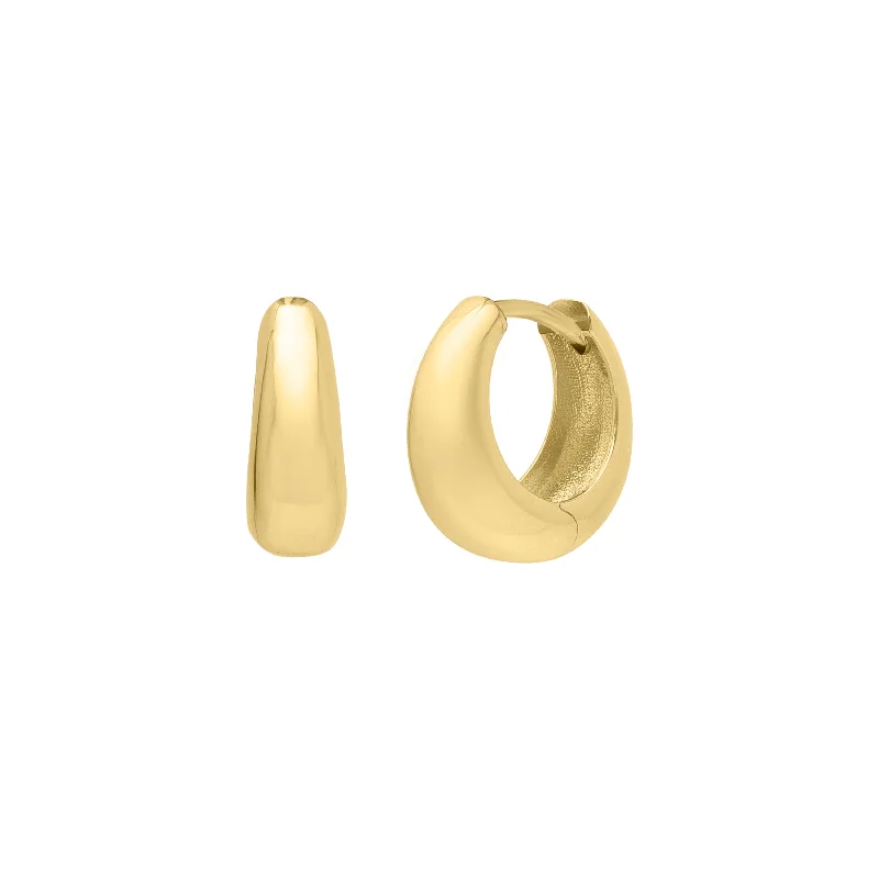 Personalized Hoop Earrings-14K Tapered Huggie Hoops