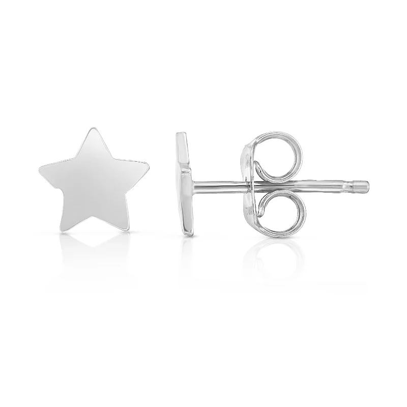 Geometric Silver Drop Earrings-14K Gold Polished Star Stud Earring