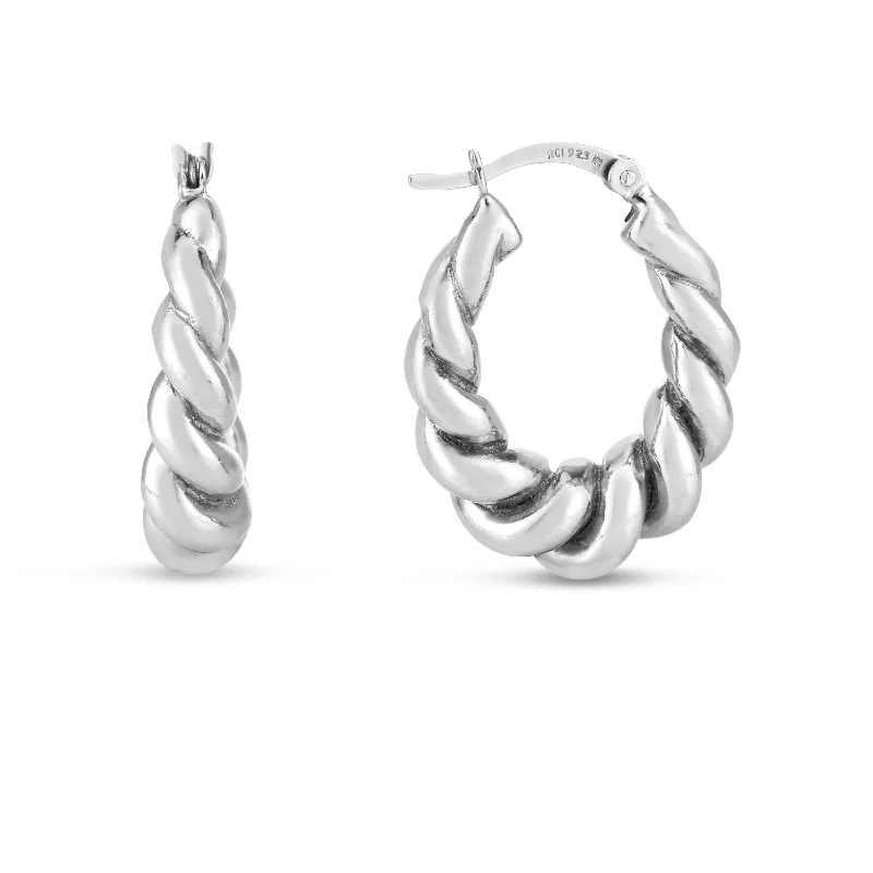 Personalized Silver Earrings-Silver Bold Twist Hoops