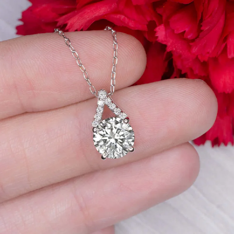 Custom Gemstone Necklaces-2.16ct NATURAL DIAMOND PENDANT ROUND CUT MODERN NECKLACE WHITE GOLD 2 CARAT 2ct