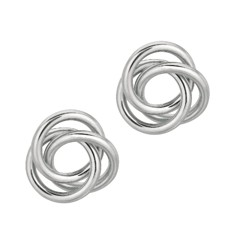 Green Earrings-Silver Polished Loop Knot Earring