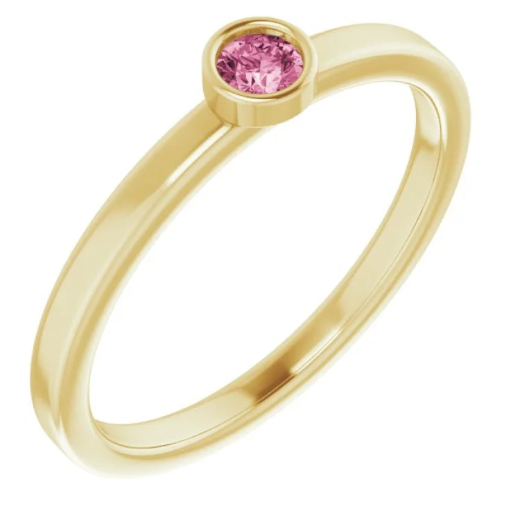 Women’s Platinum Rings-14K Yellow 3 mm Natural Pink Tourmaline Ring