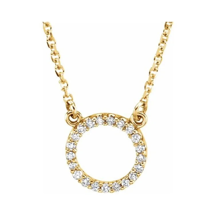 Pearl Necklaces-14K Yellow .08 CTW Natural Diamond Circle 16" Necklace