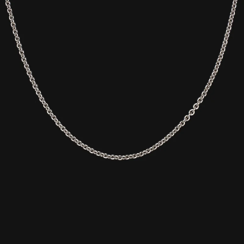 Customizable Necklaces-14k WHITE GOLD CABLE CHAIN 18in 1.35mm NECKLACE CLASSIC STURDY MENS LADIES SOLID