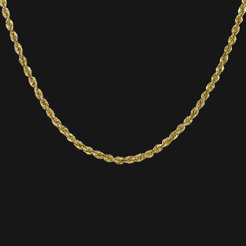 Unique Necklaces-SOLID 14K YELLOW GOLD ROPE CHAIN 18in 1.7mm CLASSIC TWIST MENS LADIES NECKLACE