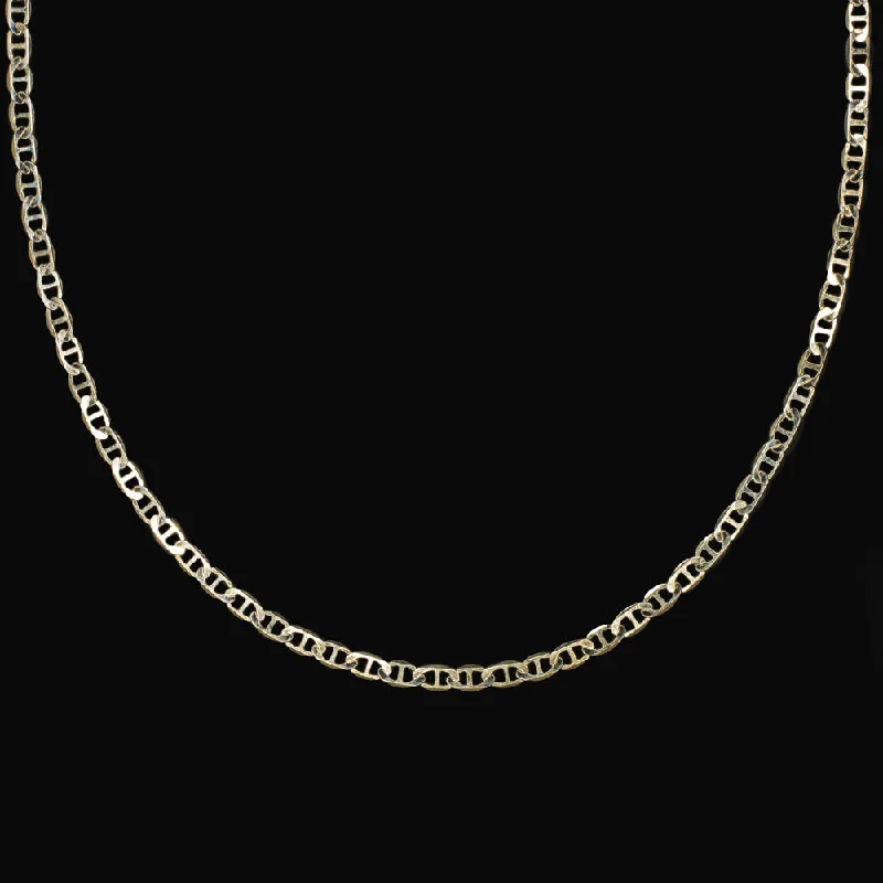 Simple Necklaces-MARINER LINK CHAIN NECKLACE SOLID 14K YELLOW GOLD 18 INCH 2.6mm EVERYDAY SIMPLE