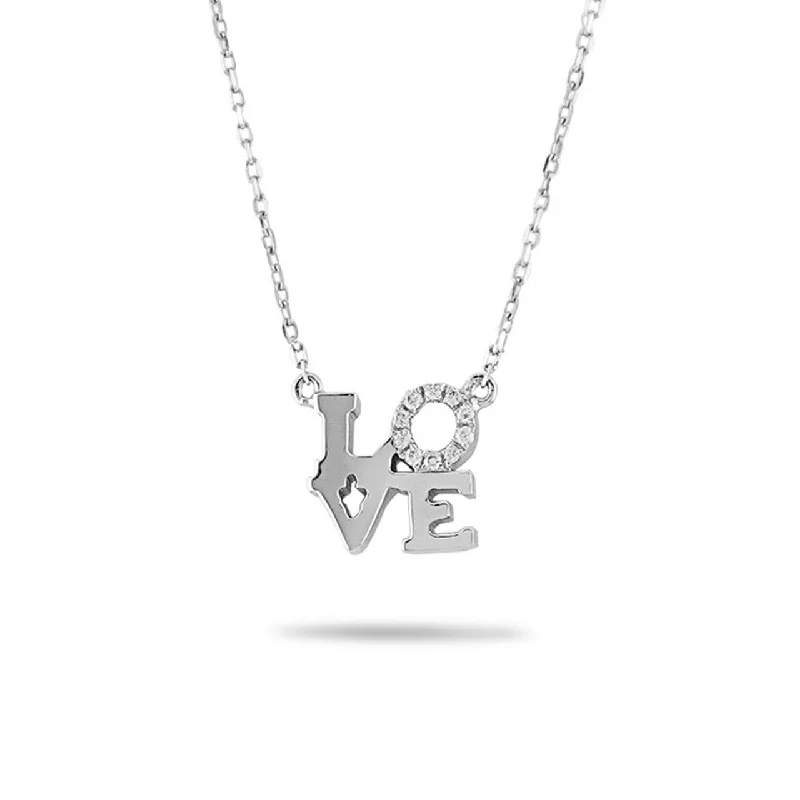 Men’s Gold Necklaces-14k White Gold LOVE Necklace