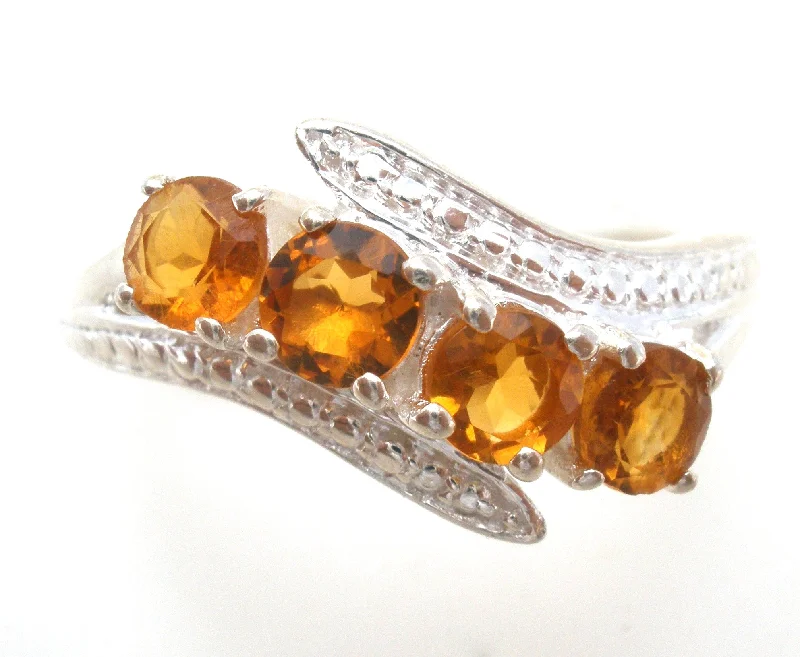 Women’s Rings-Citrine Sterling Silver Ring Size 8 Chuck Clemency