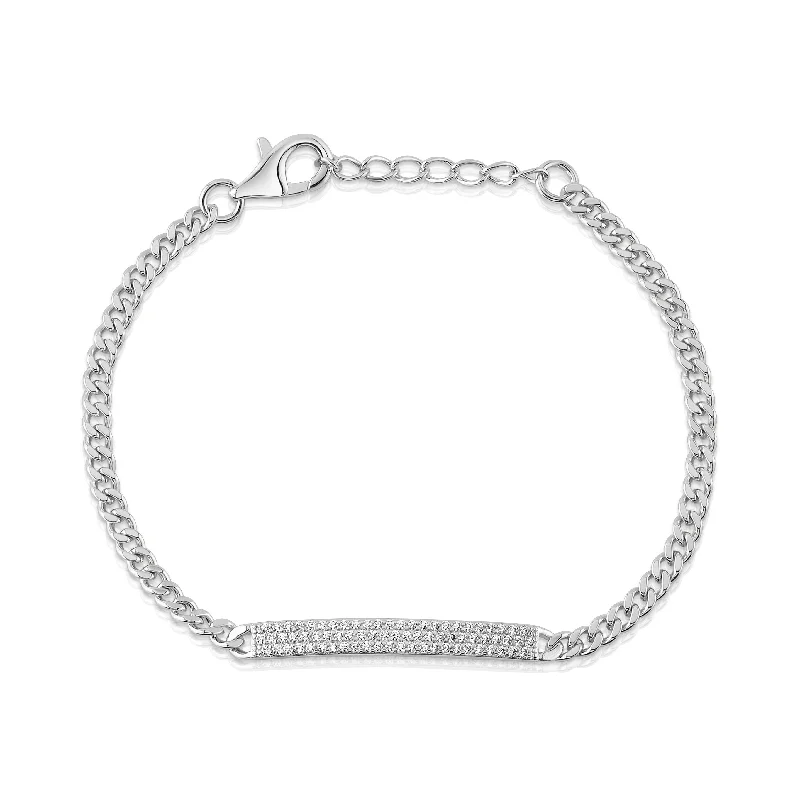 Gold Bracelets-BEAMING BAR LINK BRACELET, SILVER