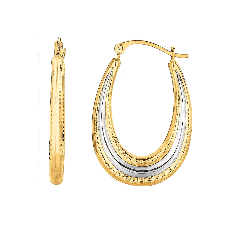 Handmade Earrings-10K Gold Medium Oval Hoop Earring