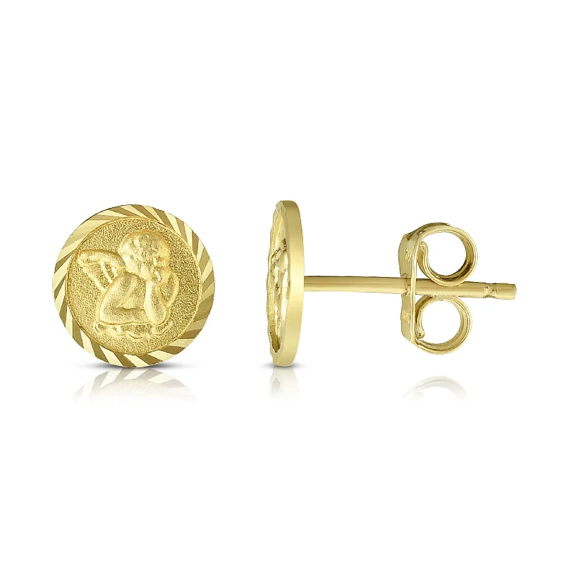 Abstract Earrings-14K Gold Angel Stud Earring