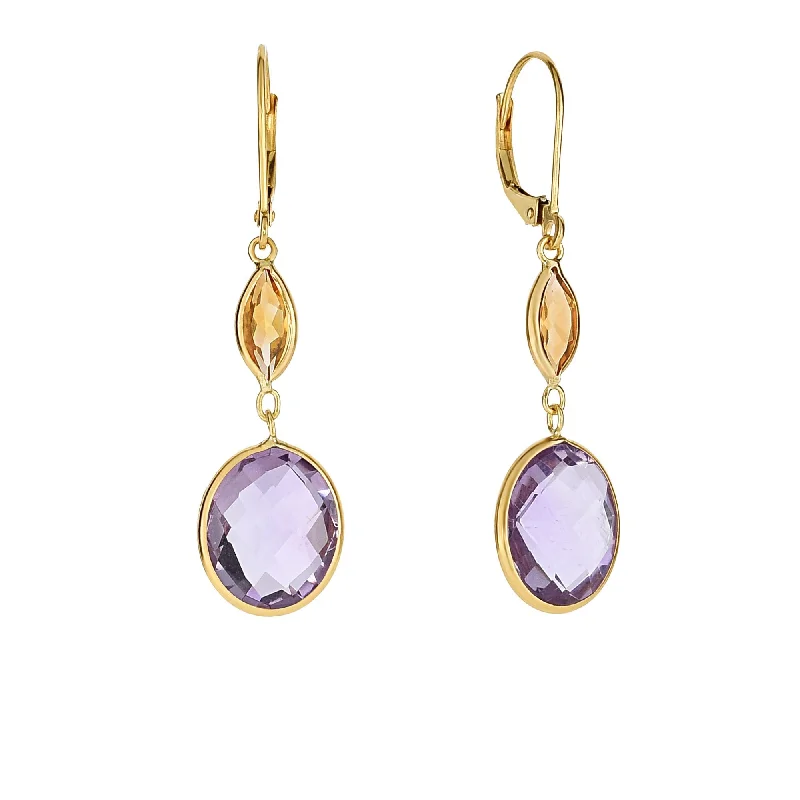 Sparkling Gold Earrings-14K Gold Semi-Precious Drop Earrings