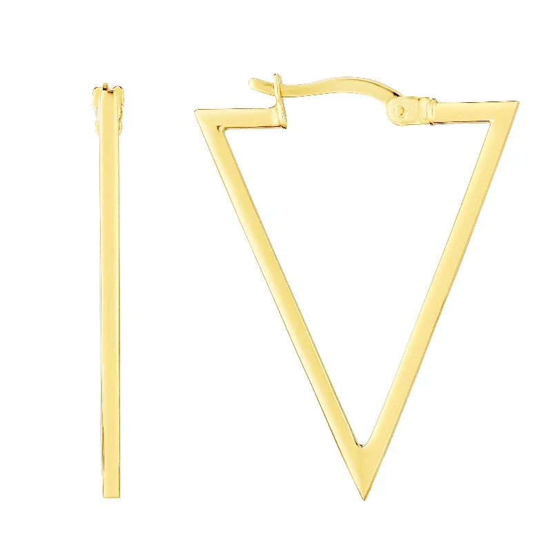 Minimalist Stud Drop Earrings-14K Gold Triangle Hoops Earrings