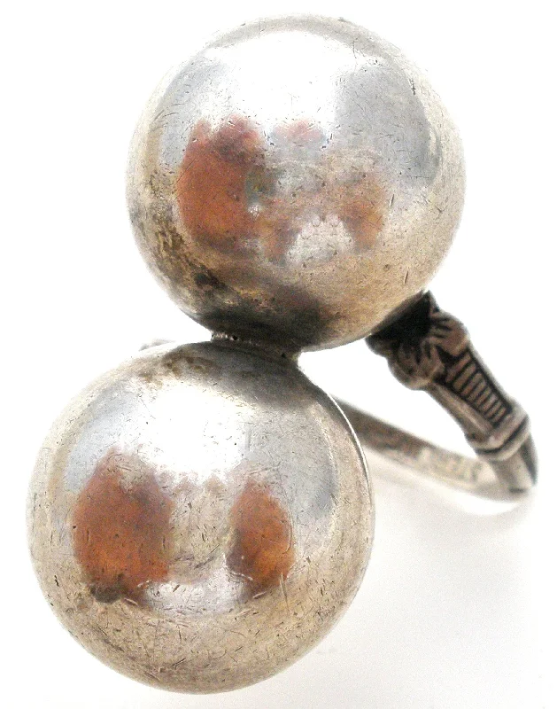 Personalized Rings For Women-Vintage Sterling Silver Double Orb Ring by Uncas