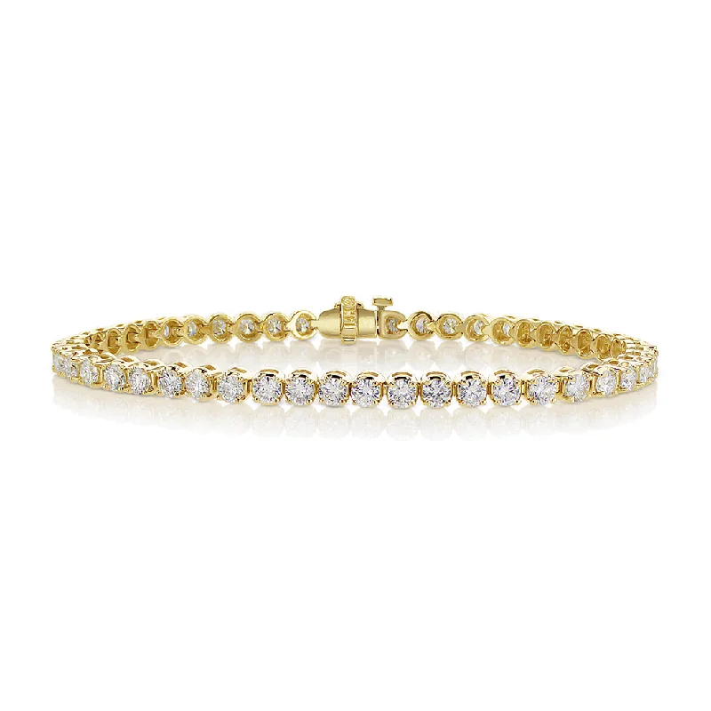 Bracelets For Beach Days-5.13 Cttw Round Diamond 14K Yellow Gold Tennis Bracelet