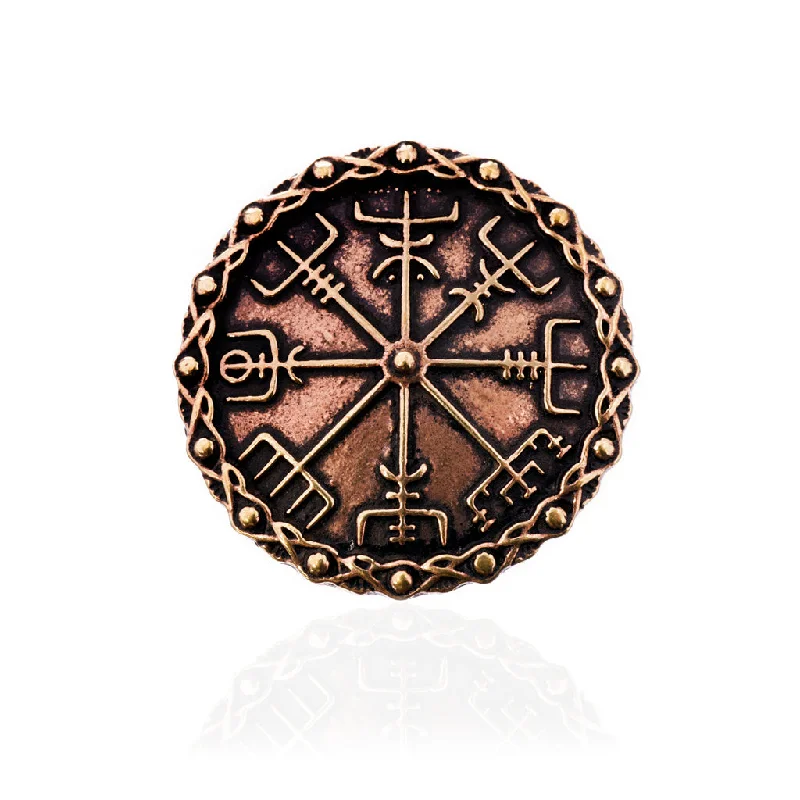 Brooch With Tree Design-Vegvisir Brooch, Bronze