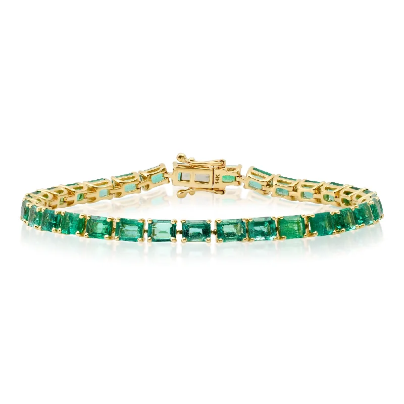 Crystal Bracelets-EMERALD TENNIS BRACELET, 14KT GOLD