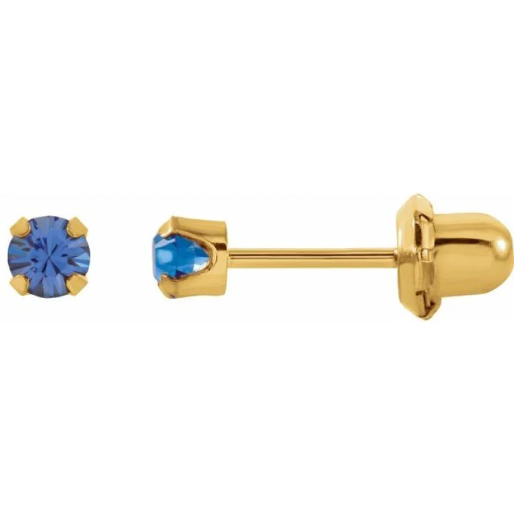 Luxury Gold Stud Earrings-14K Yellow Imitation Blue Sapphire Inverness® Piercing Earrings