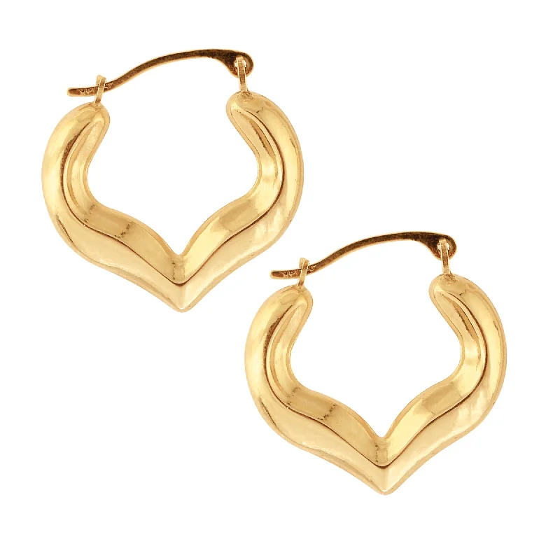 Rose Gold Earrings-10K Gold Half Heart Hoop Earring