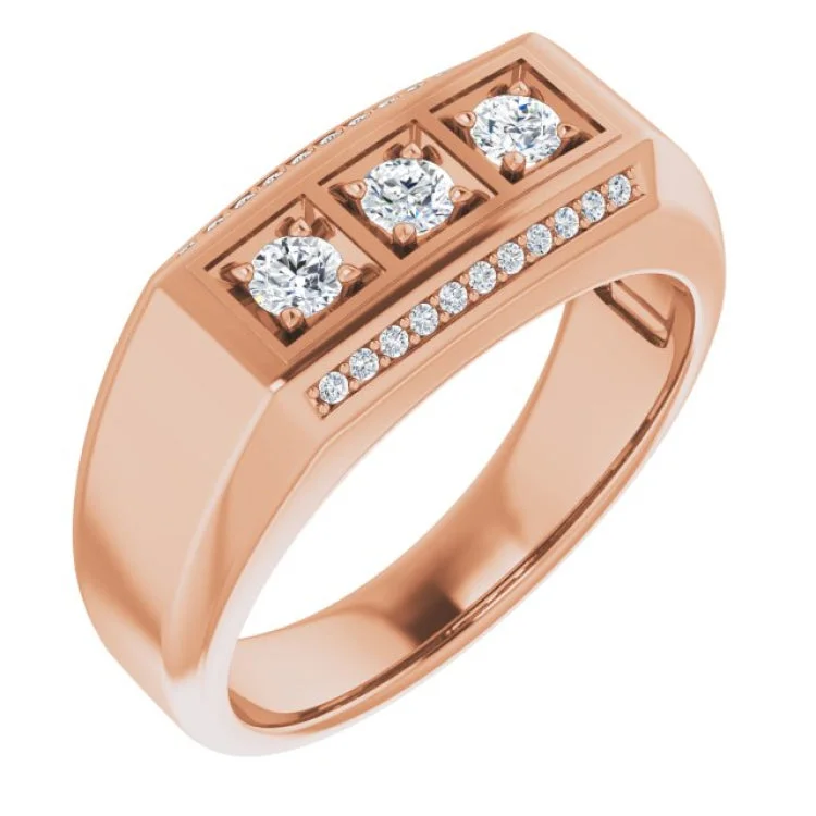 Solitaire Diamond Rings-14K Rose 3/8 CTW Natural Diamond Ring