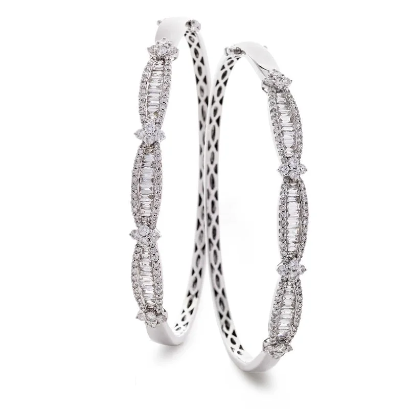 Bangles For Evening Wear-DIAMOND CRISS CROSS FANCY BANGLE IN 18K WHITE GOLD