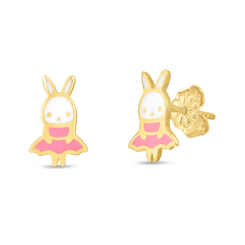 Antique Drop Earrings-14K Gold Bunny Studs