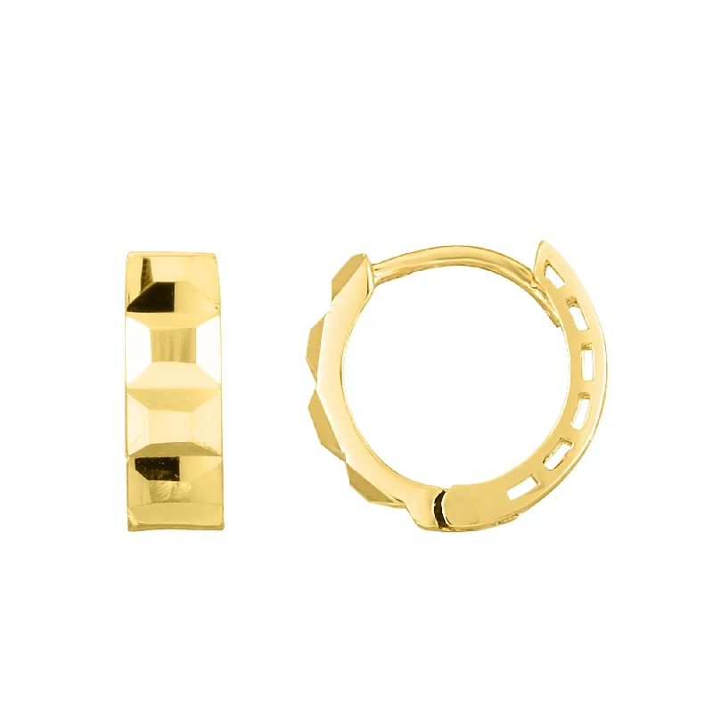 Simple Drop Earrings-14K Gold Faceted Huggie