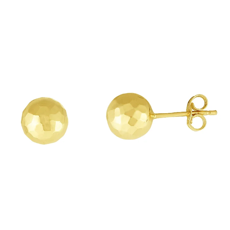 Beautiful Drop Earrings-14K Gold 7mm Faceted Post Earring