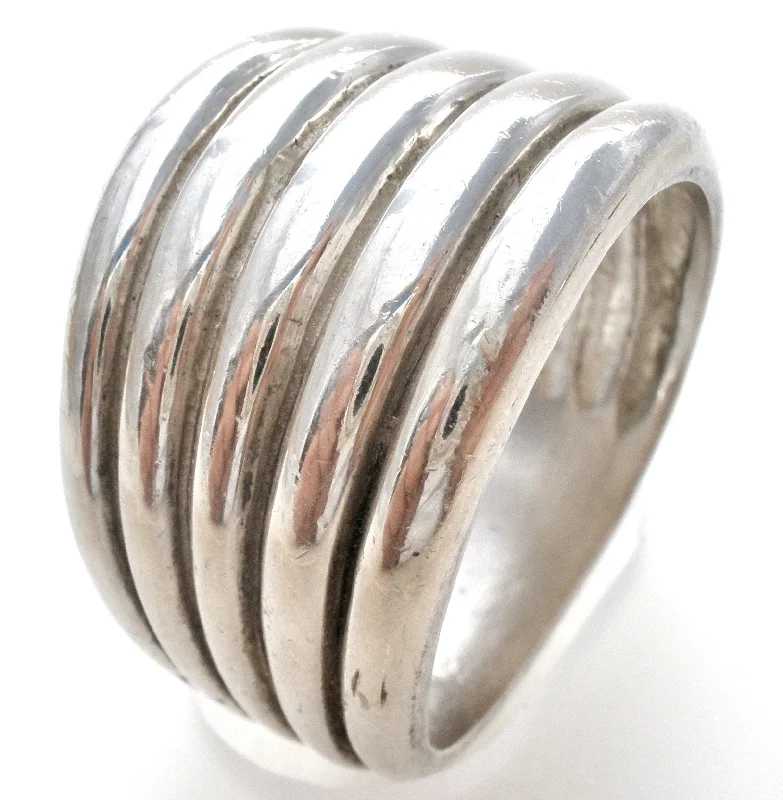 Handmade Wedding Rings-Stacked Band Ring Sterling Silver Size 8