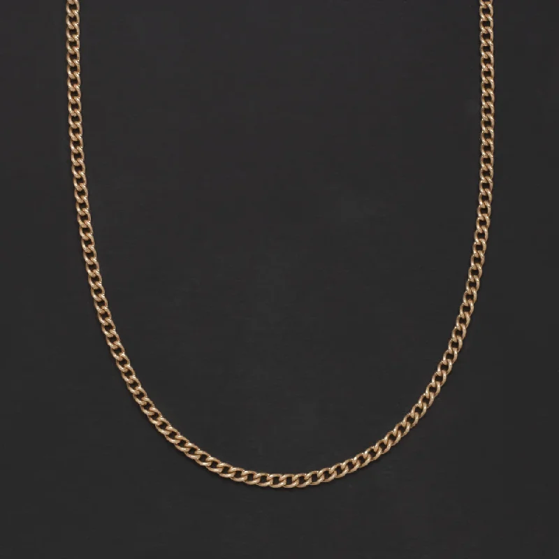 Large Pendant Necklaces-SOVIET VINTAGE SOLID 14K ROSE GOLD 24in CURB CHAIN 1.5mm CLASSIC NECKLACE PLAIN