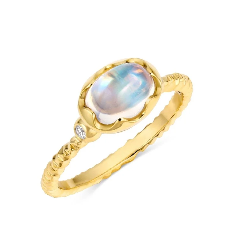 Custom Gold Rings-Moonstone Wishing Well Ring