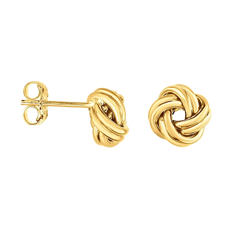 Classic Silver Earrings-14K Gold Medium Muli-Row Love Knot Stud Earring