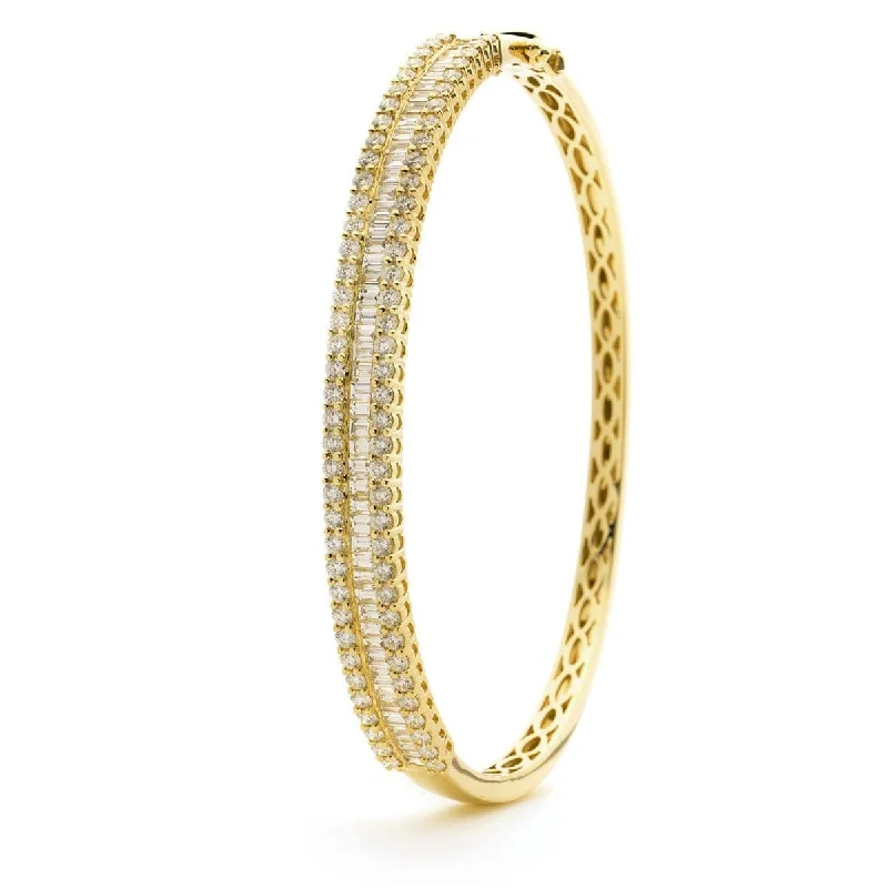 Bangles With Soft Hues-DIAMOND IN & OUT BANGLE IN 18K YELLOW GOLD