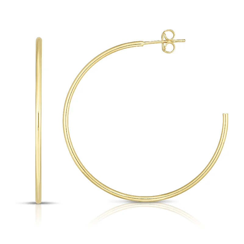 Fashionable Gold Earrings-14K Gold 1.5x40mm Polished C Hoop Earring