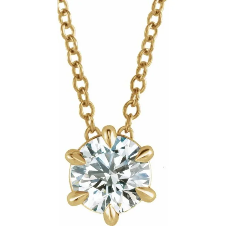 Lotus Necklaces-14K Yellow 1/2 CT Lab-Grown Diamond Solitaire 16-18" Necklace