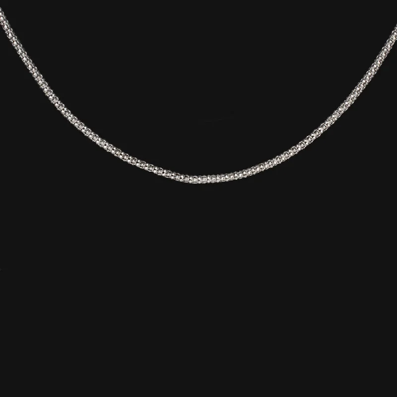 Ethereal Necklaces-14k WHITE GOLD POPCORN CHAIN 19in 1.73mm NECKLACE CLASSIC TEXTURED MENS LADIES