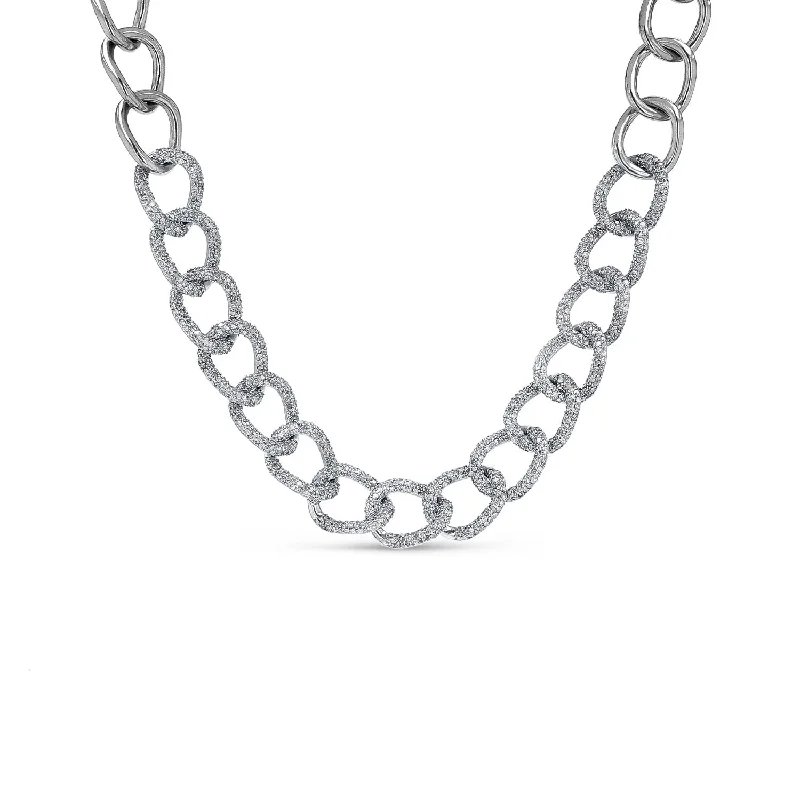 Delicate Necklaces-Pave Diamond London Link Necklace - 17"  N0002912