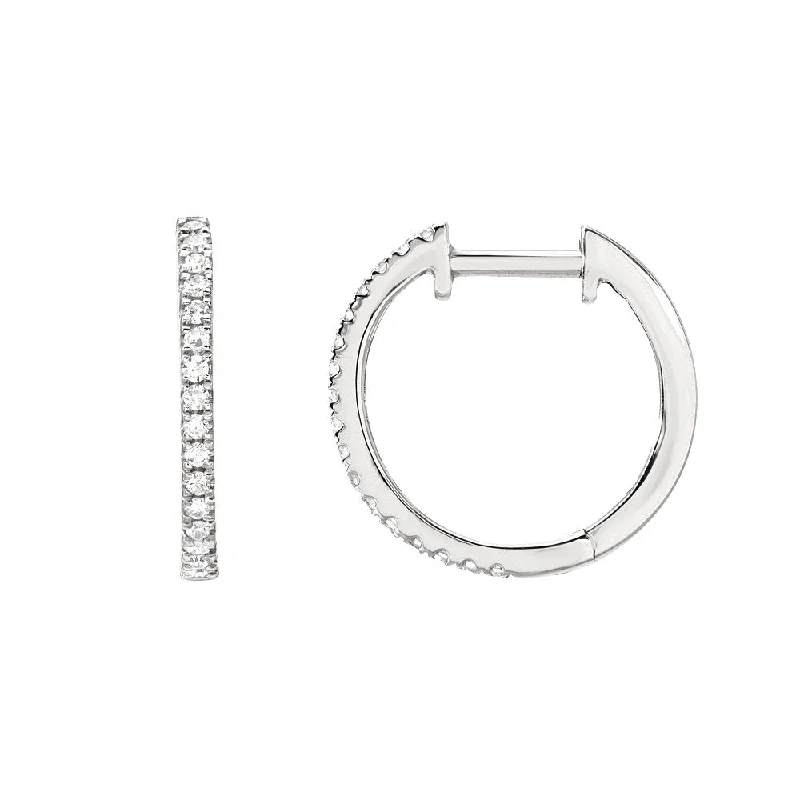 Classic Crystal Earrings-Diamond Hoop Earrings in White Gold