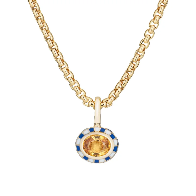 Coral Necklaces-Yellow Sapphire Checkered Pendant Necklace