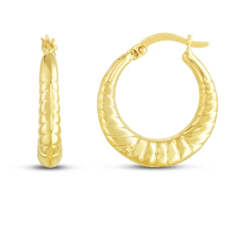 Funky Crystal Earrings-14K Thin Twist Hoops